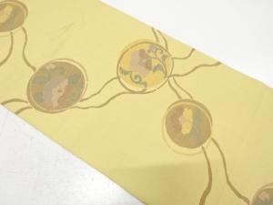 アンティーク　線描きに花丸模様織り出し袋帯（材料）